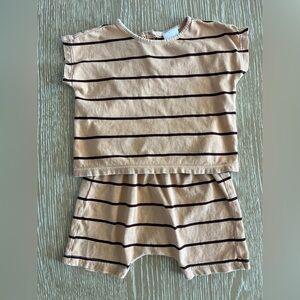 Nordstrom’s Open Edit Striped Beige and Brown Baby Outfit 3M